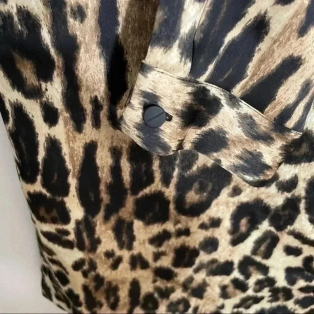 Kenneth Cole Leopard Print Button Down Dress Small - image 5